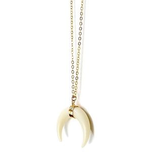 White crescent horn necklace